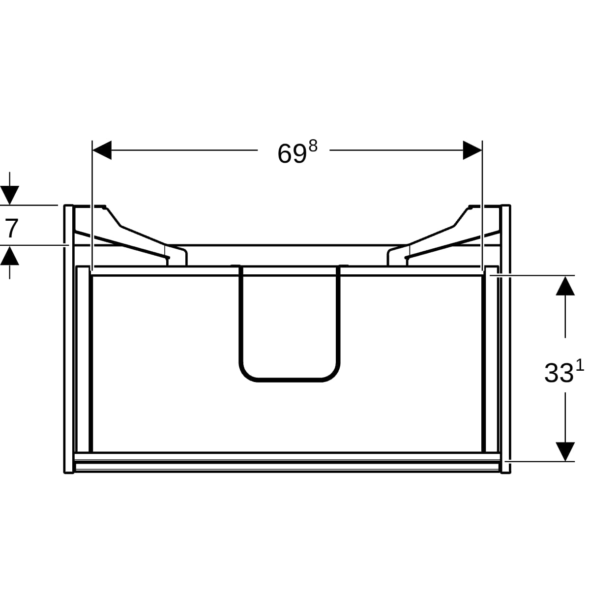 Geberit Unterschrank für MWT, 2 Schubladen B:80cm, Eiche natur