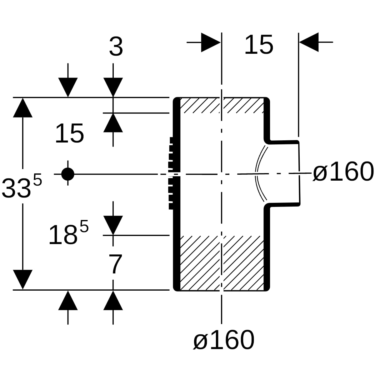 Geberit Silent-db20 Abzweig 88,5Gr d160/160