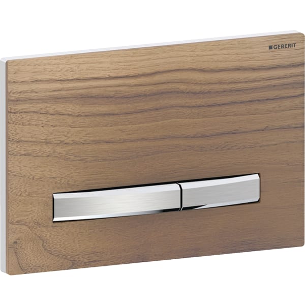 Geberit Sigma50 BetPl., eckig, 2-Mengen-Sp. chrom glänzend/Nussbaum/chr gebü., Etc