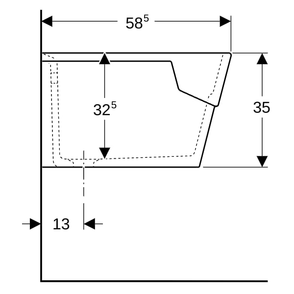 Geberit Publica Garda Mehrzweckbecken 74x35x58,5cm, mit Überlauf, weiß