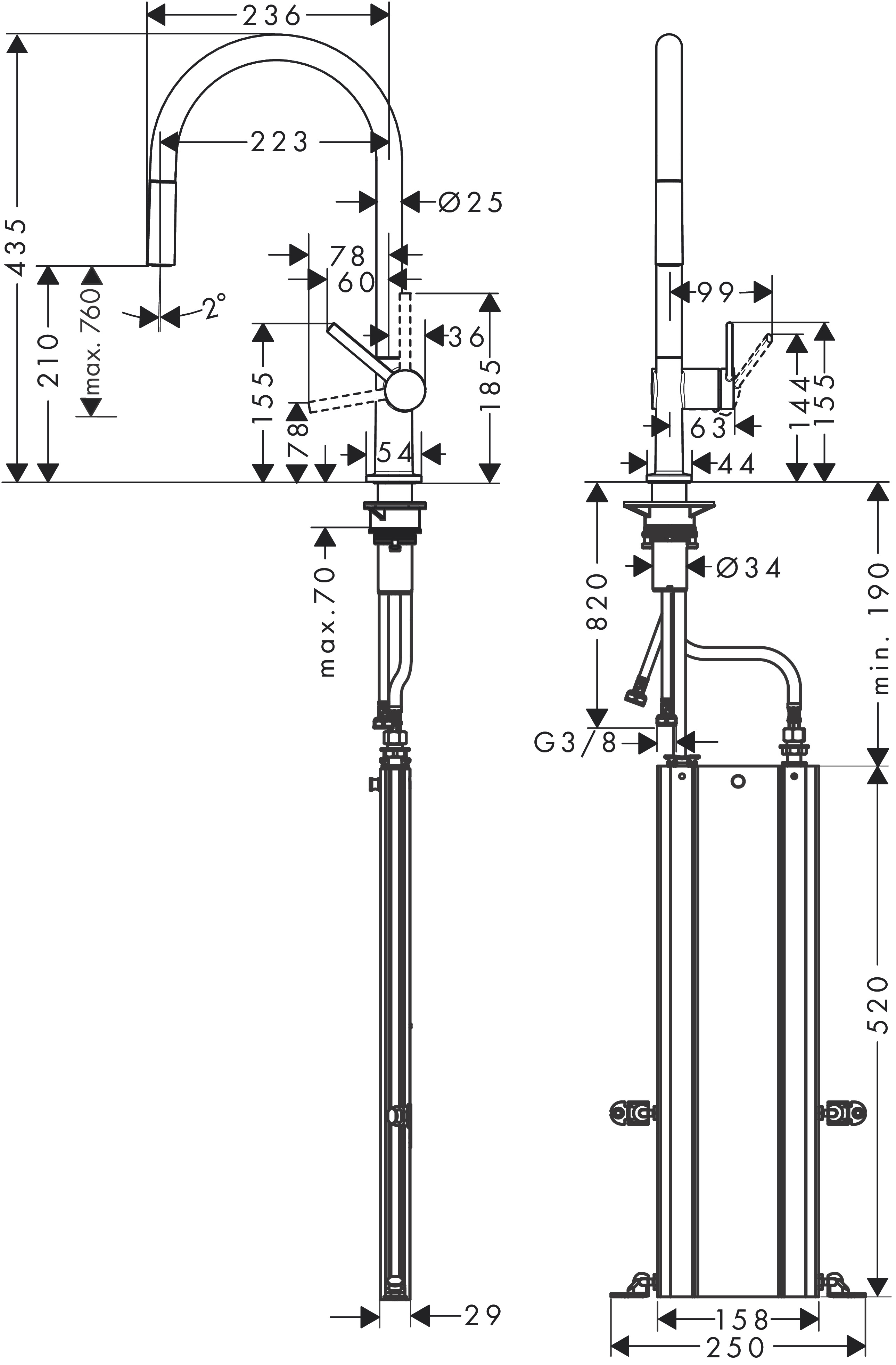 Hansgrohe Spültischmischer 210 Talis M54  Ausziehauslauf 1jet sBox chrom