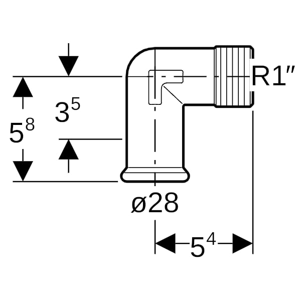 Geberit Mapress C-Stahl Übergangswinkel 90Gr mit AG d28-R1 verzinkt