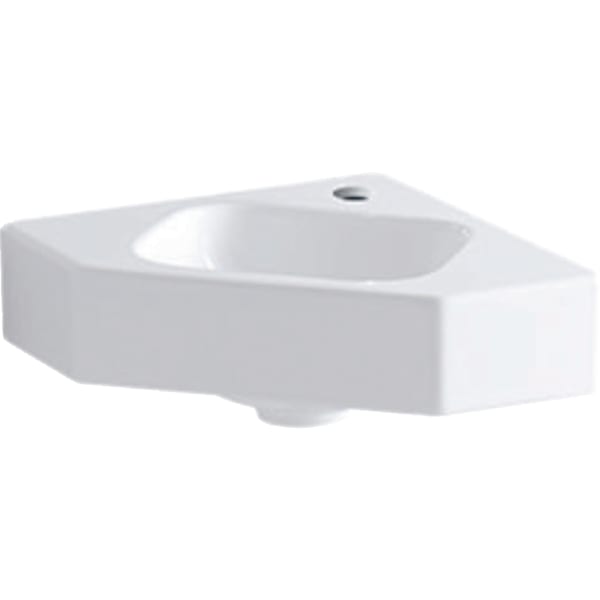 Geberit iCon Eckhandwaschbecken, 46x33cm m. Hl., o. Ül., weiß, KeraTect