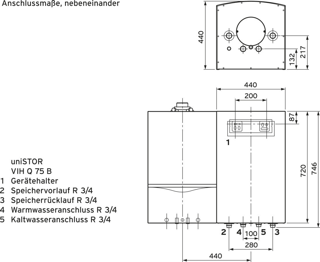 Vaillant uniSTOR VIH Q 75 B wandh. Warmwasserspeicher, 68 l Inhalt Vaillant uniSTOR VIH Q 75 B wandh. Warmwasserspeicher, 68 l Inhalt