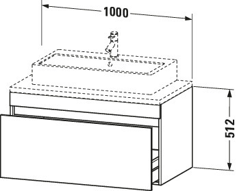 Duravit WTU DuraStyle f.Konsole 512x1000x548 1 Auszug, betongrau matt/betongrau matt