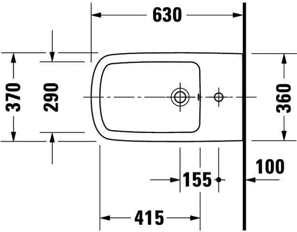 DU Stand-Bidet DuraStyle 630 mm mit ÜL, mit HLB, 1 HL, weiß