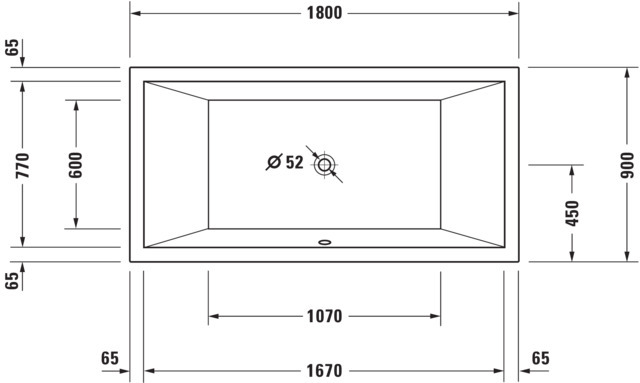 DU Starck Badewanne 1800x900 Einbau Rückenschr.2 L/R, Weiß
