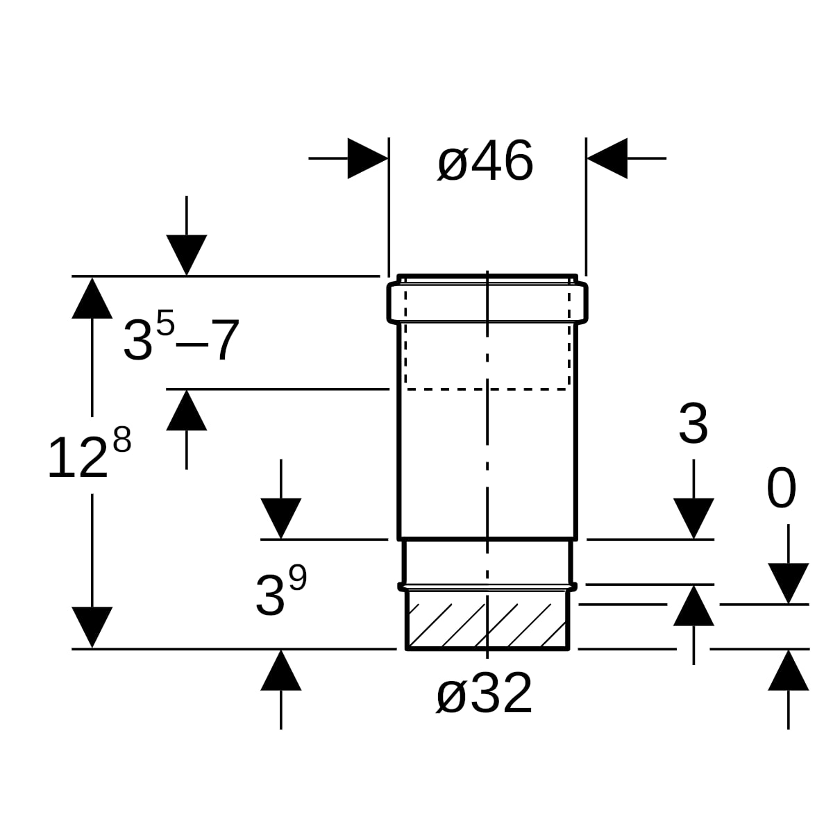 Geberit PE Langmuffe mit Doppelbund d32