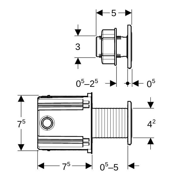 Geberit Typ 10 WC-Strg., rund, elektron. Netz f. SIgma SPK 12cm, IR-Taster, gebü., Etc