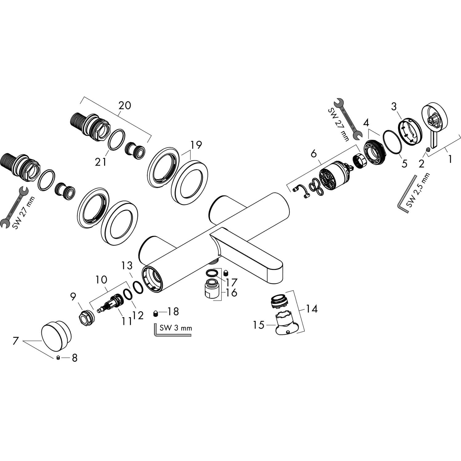 Hansgrohe Wannenmischer Aufputz Finoris chrom