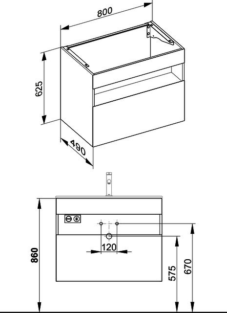 KEUCO WUB m.Ausz. Stageline 32862 Sd.u.Bel. 800x625x490mm vulk.