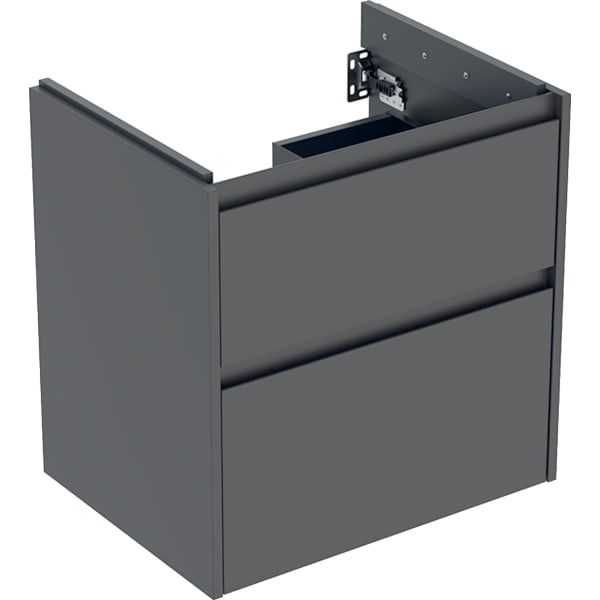 Geberit Renova Plan US f. WT, m. 2 Schubladen 59,5x60,6x44,6cm, lava/l. seidenmatt