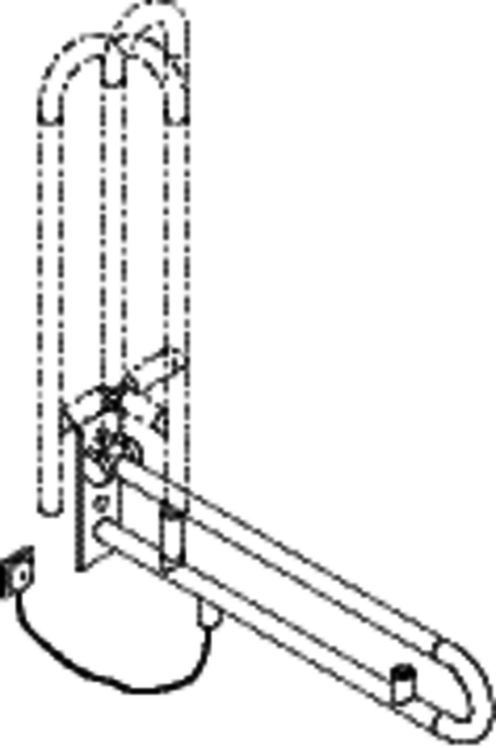 HEWI Stützklappgriff drehb. Ser 801, WC-Spülung, L:850mm umbra