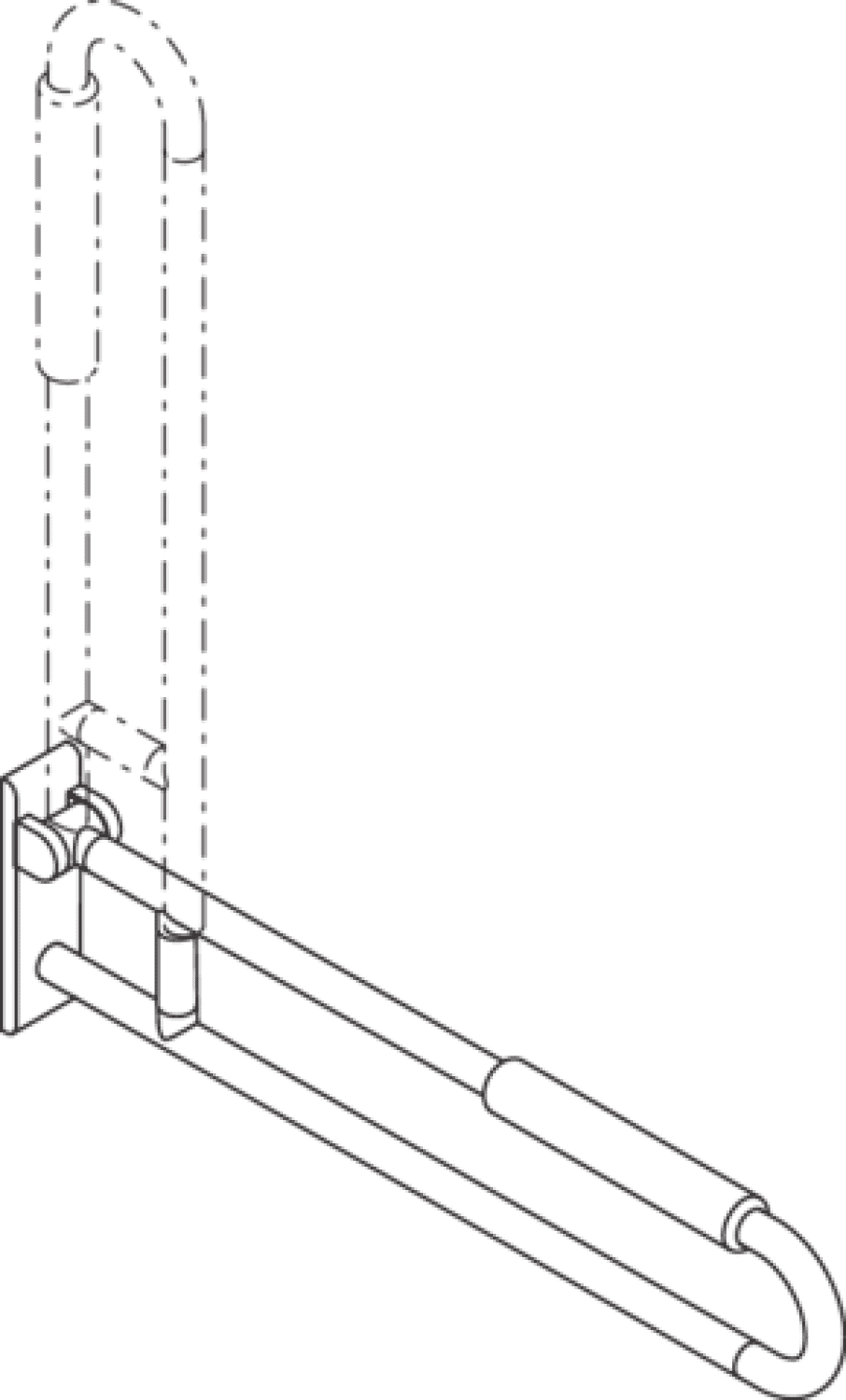 HEWI Stützklappgriff Ser 801, L:900mm, mit Armpolster tiefschwarz