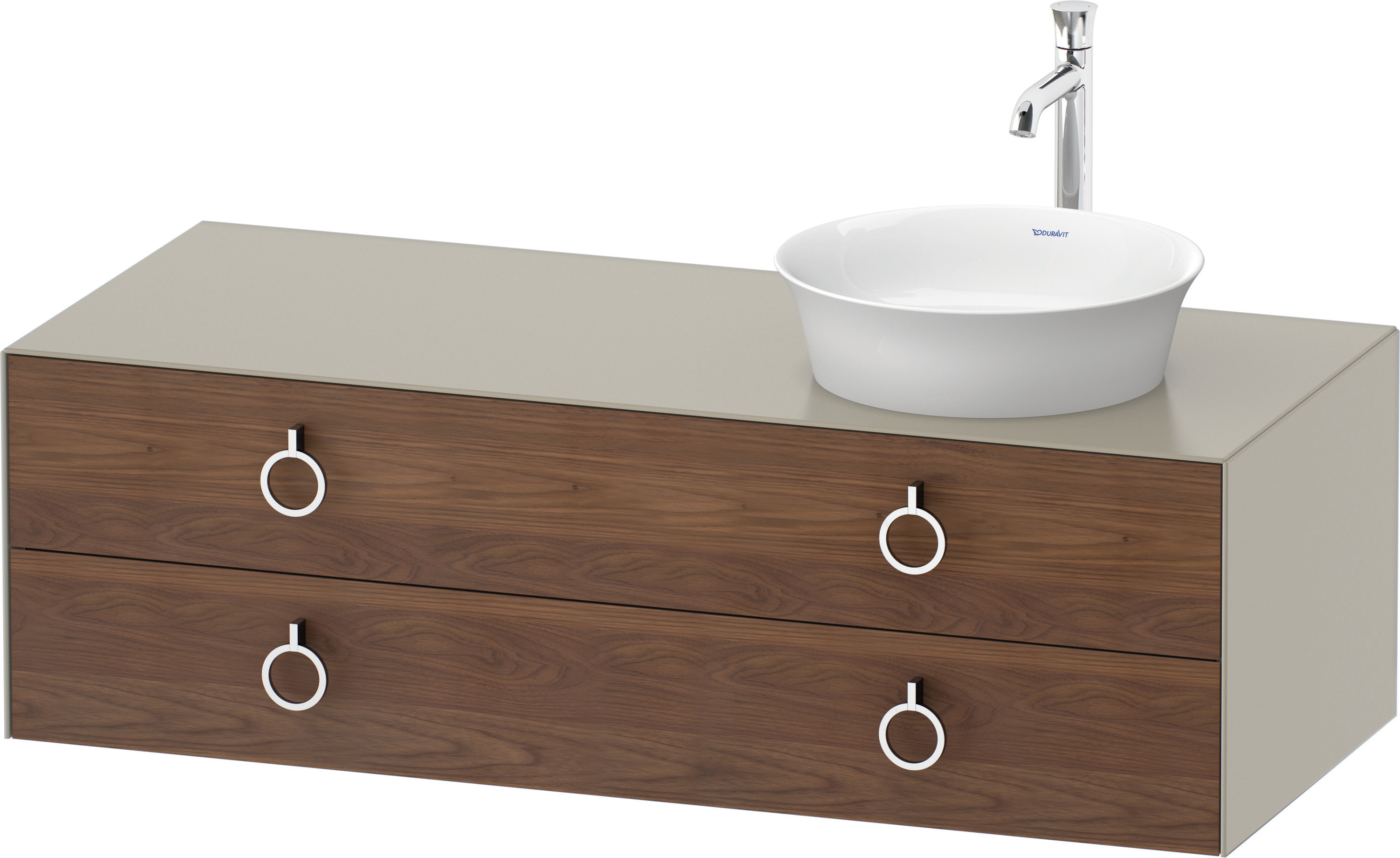 Duravit WTU wandh.White Tulip,2Schk.,m.Griff Aus.r,408x1300x550,A.Nussb.M./Taupe Sdm