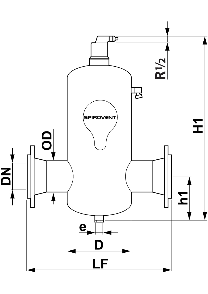 Spirotech Luftabscheider SpiroVent DN 125 - Flansch, 10 bar / 110 Grad