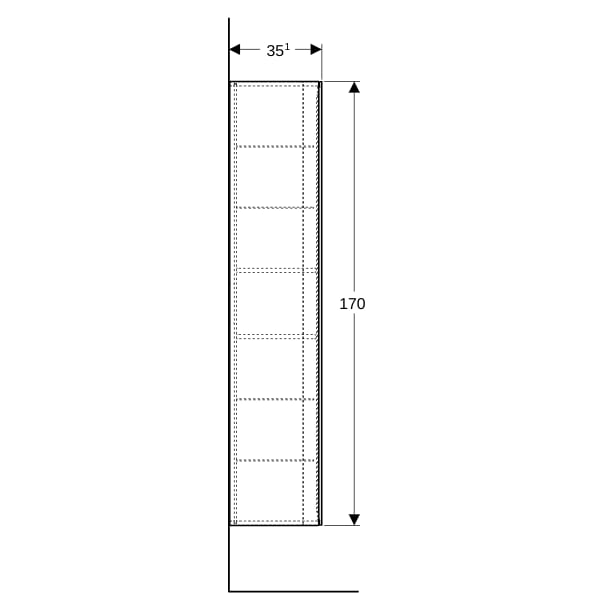 Geberit Xeno2 Hochschrank mit einer Tür und Innenspiegel, 40x170x35,1cm, weiß