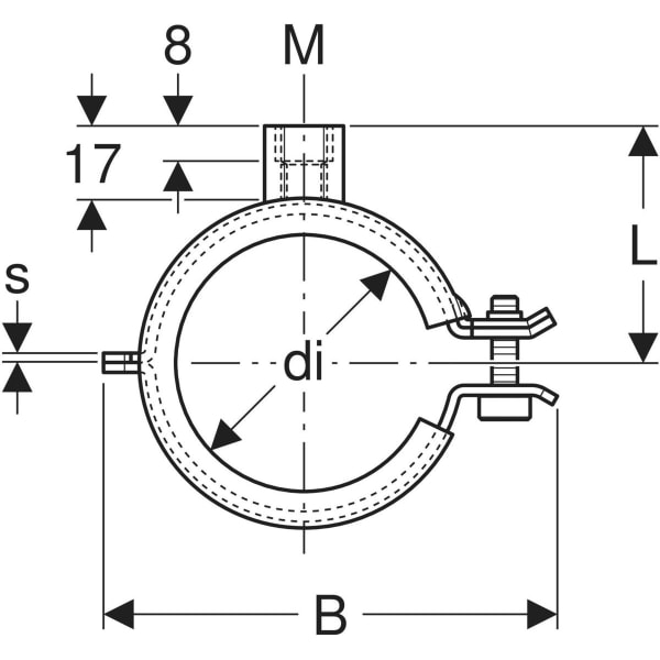 Geberit Rohrschelle gedämmt mit Gewindemuffe M8/M10 di40-46mm