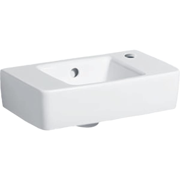 Geberit Renova Compact HWB, verk. Ausladung 40x25cm, Hahnloch rechts, m.Ül., weiß T.