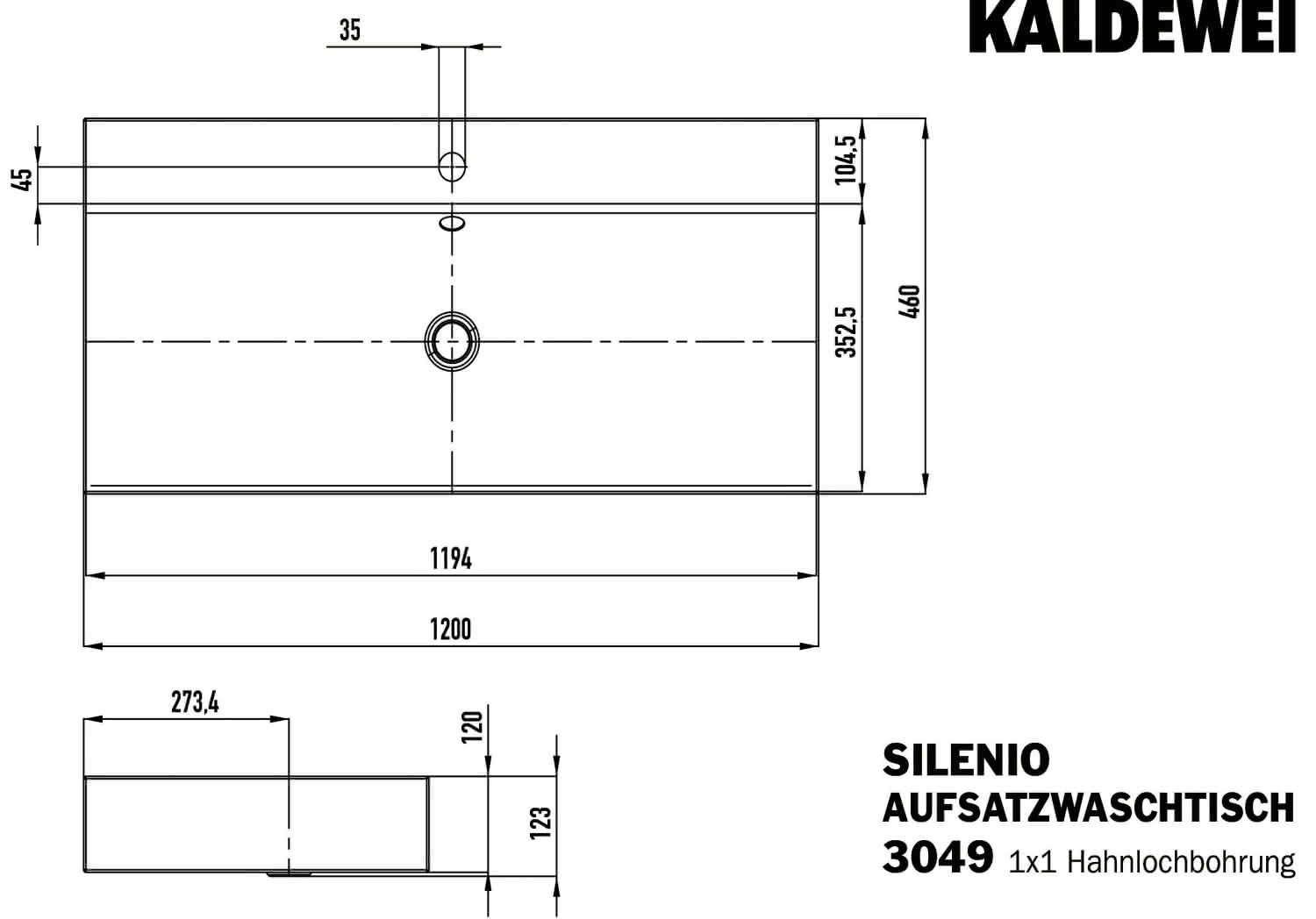 KA WB SILENIO Mod.3049,1200x460mm,alpwe, PEFF,AD,m. 1HL,oÜL
