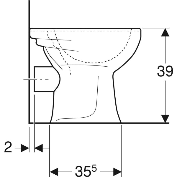 Geberit Renova Stand-WC Flachspüler Abgang horizontal, weiß, KeraTect