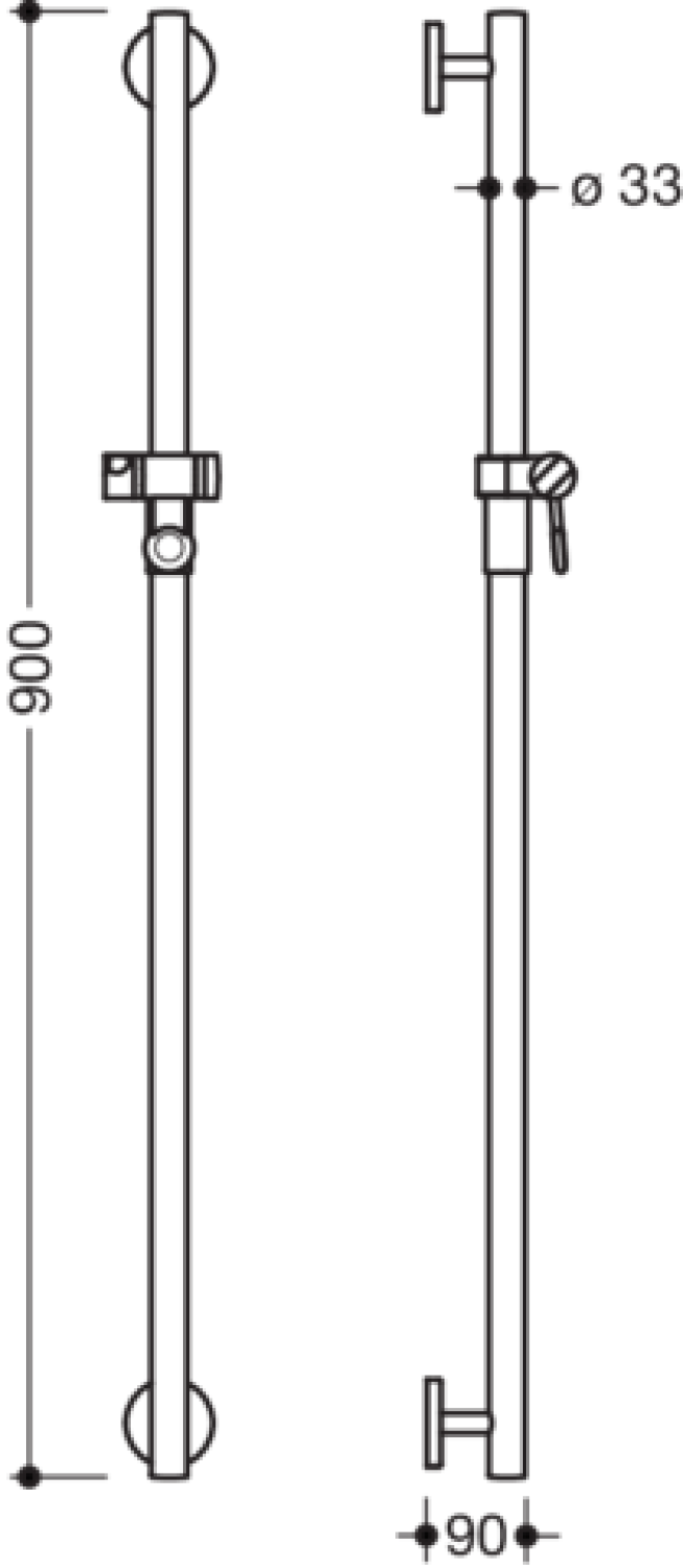 HEWI Br.H.Stg. mit Br.H., anthrazitgrau, L:900,d:33, Kst., chromoptisch besch.