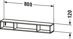DU Regalelement L-Cube 140x800x120mm hori., 3 Fächer, weiß hochglanz