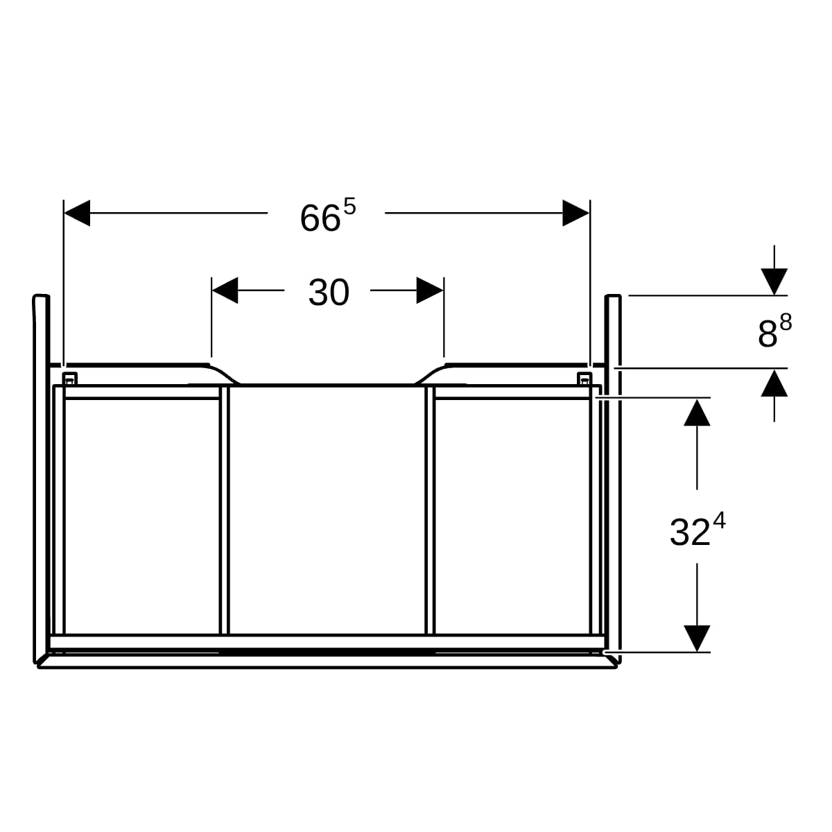 Geberit ONE Unterschrank für WT/-Platte 1 Schubl., 74x26,6x47cm, schwarz matt