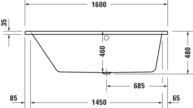 Duravit No.1Whirlwanne Duravit 1600x850mm Einbauvers., 1 Rückens.,Trapezför., Weiß