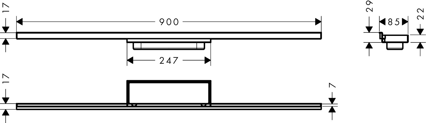 Hansgrohe Fertigset RainDrain Minimalistic 900mm Duschrinne befliesbar