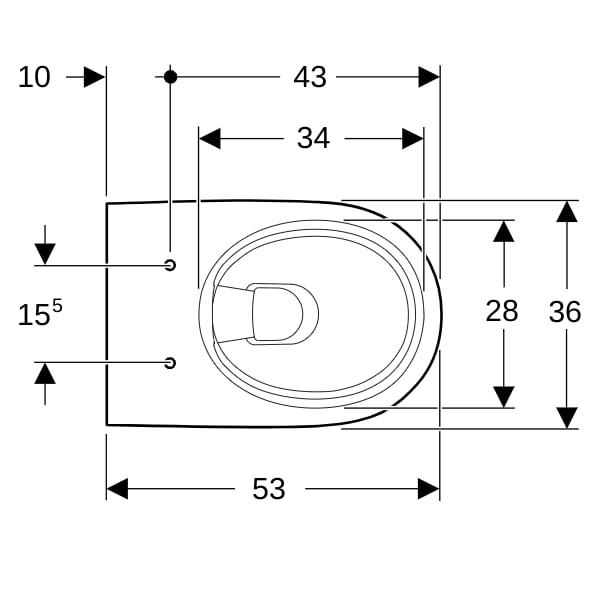 Geberit Renova Wand-WC Tiefspüler teilgeschlossene Form, Rimfree, weiß