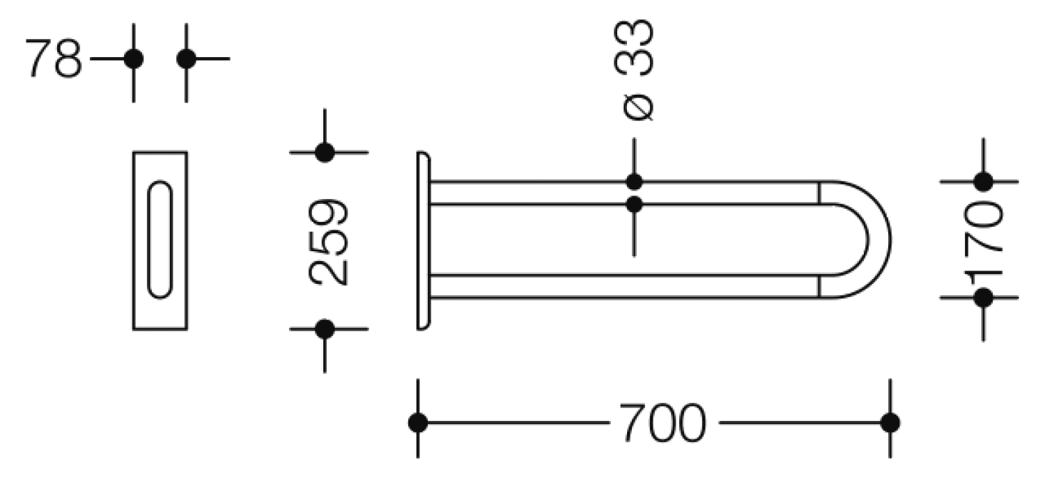 HEWI Wandstützgriff Ser 801, L:700mm signalweiß