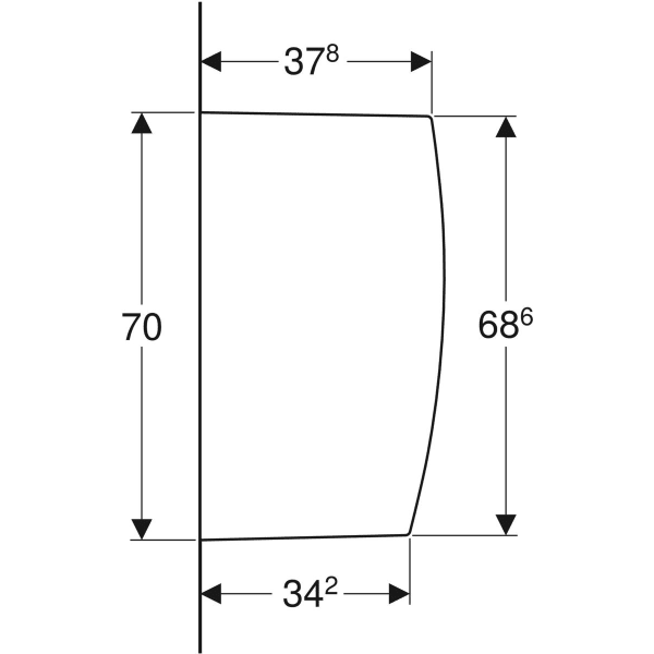 Geberit Urinaltrennwand Keramik 10x70x40cm, weiß