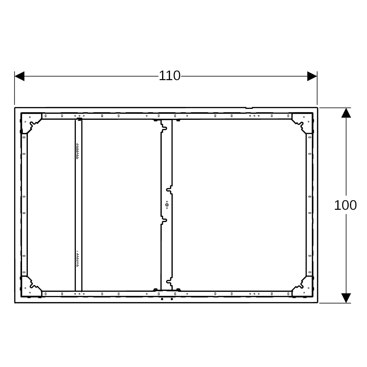 Geberit Duofix Installationsrahmen, 110x100cm für sieben Füße
