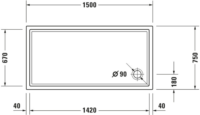 DU Starck Slimline Duschwanne, Rechteckig, 1500x750x60 mm, Weiß, Sanitä