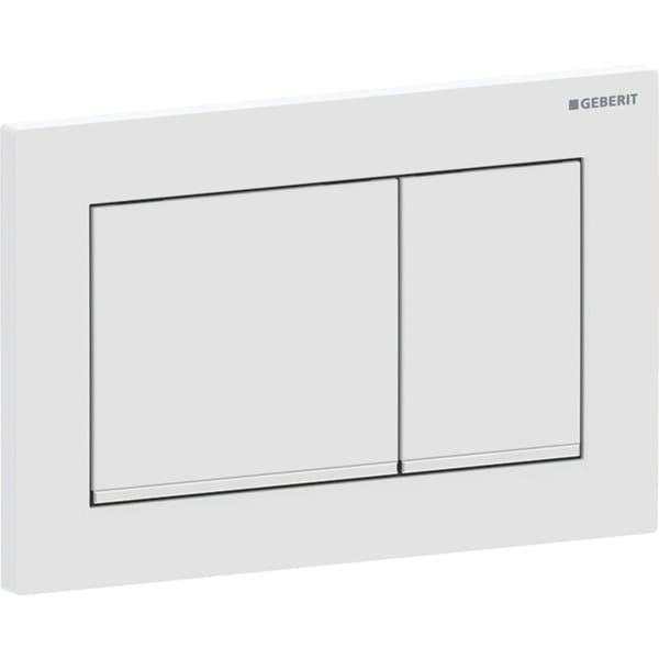 Geberit Omega20 Betätigungsplatte, eckig 2-M-Sp., weiß matt, Etc /chrom glänzend