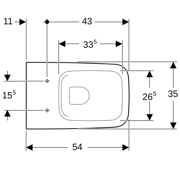 Geberit iCon Wand-WC eckig, Tiefspüler geschlossene Form, Rimfree, weiß, Tect