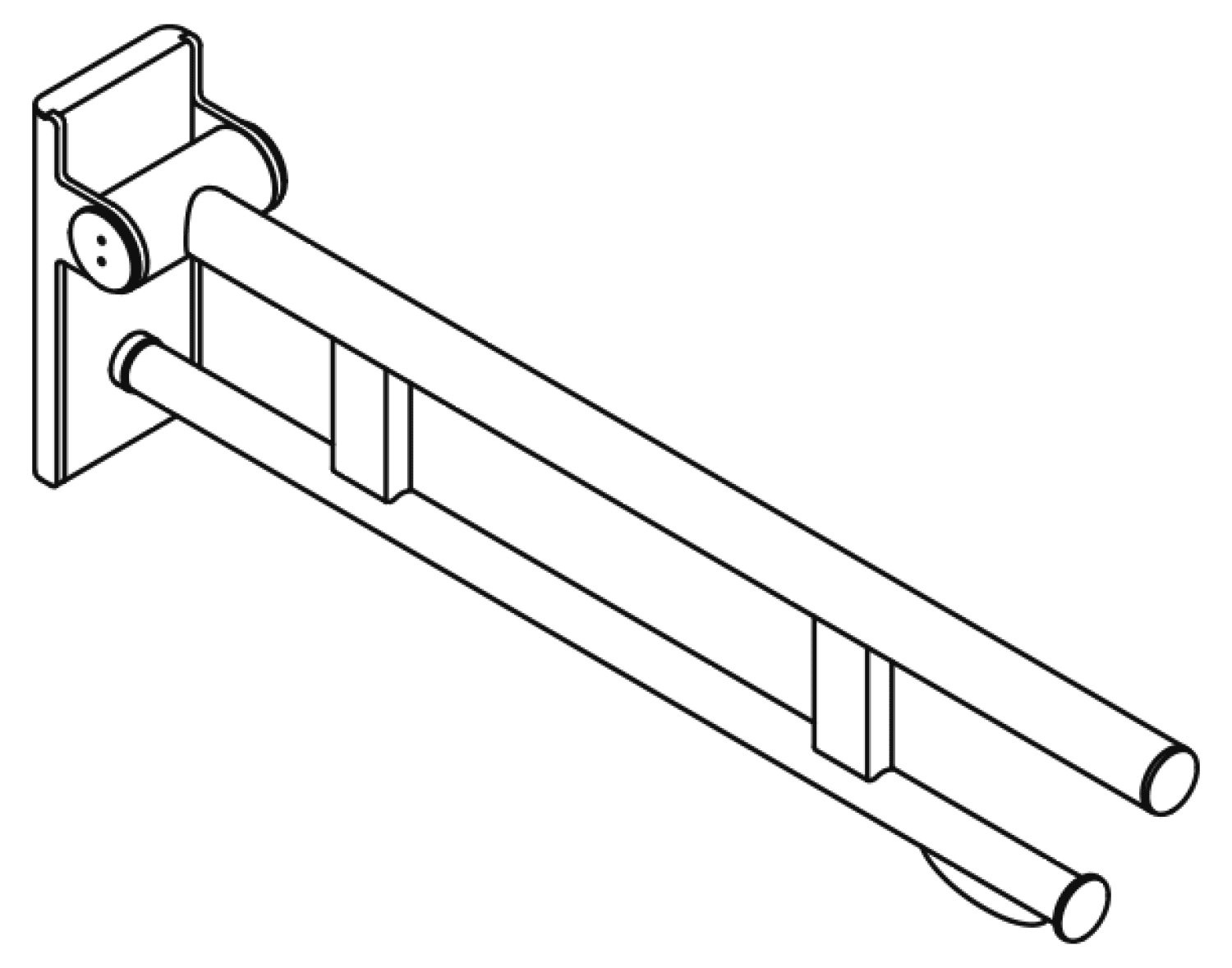 HEWI mob. SK-Griff Duo (A), PRH, L:700, pulverbeschichtet weiß tiefmatt