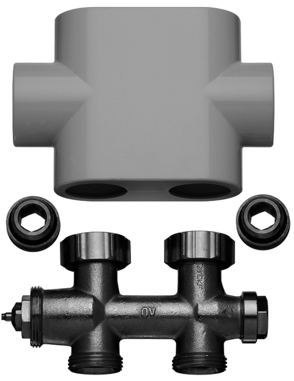 Ventilhahnblock Durchgang inkl. Blende weiß