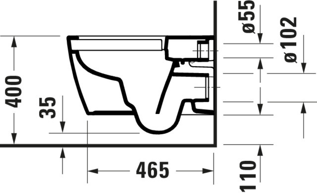 Duravit ME by Starck WWC TS 540mm,HygFl.,Riml verd. Bef.,Weiß HG, HYG