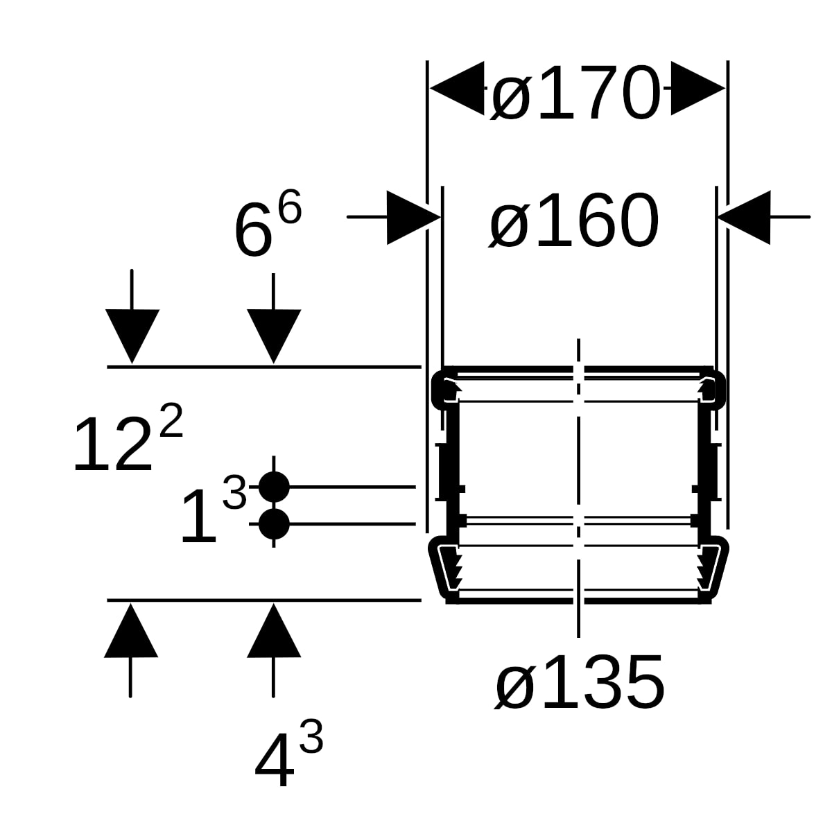 Geberit Silent-db20 Stütz- und Dehnmuffe d135 Dehnungskompensation und Auszugsicherung