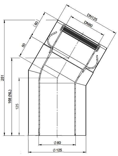 MHG Bogen PP/Edelstahl 30Grad, DN 80/125