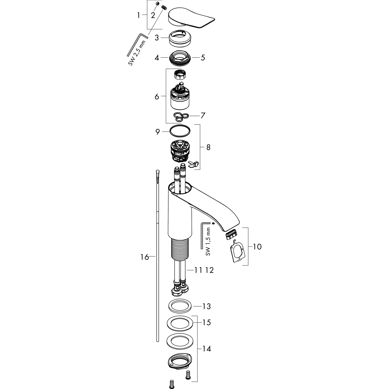 Hansgrohe Waschtischmischer 110 Vivenis CoolStart mit Zugstangen-Ablaufg.MW