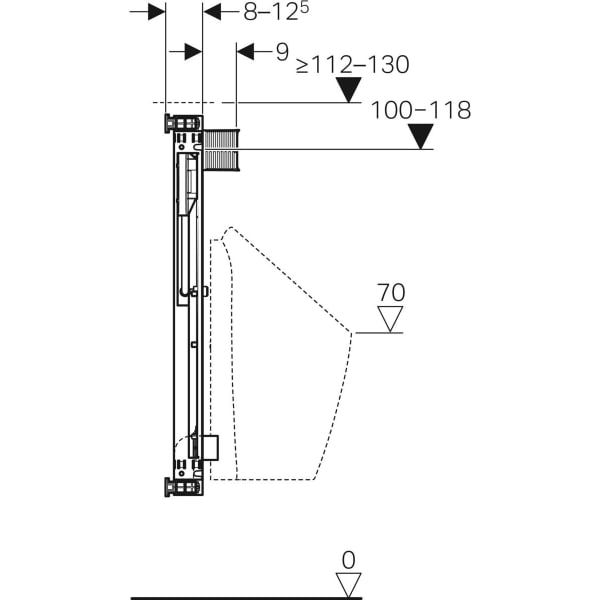 Geberit Kombifix Element für Urinal 109-127cm Universal, für Sprühkopf