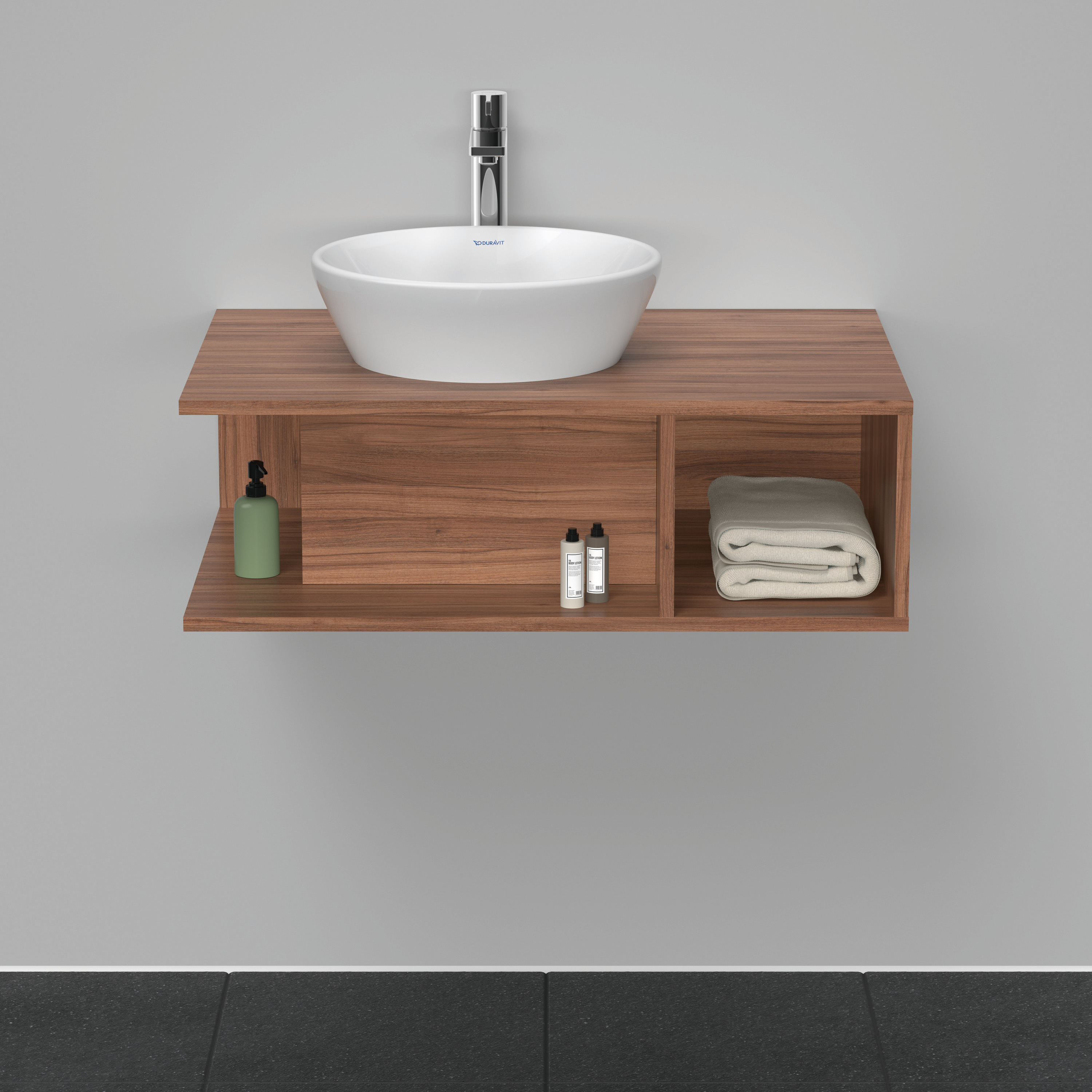 Duravit D-Neo WTU wandh.,1 offenes Fach r., 260x800x550mm, Nussbaum Natur