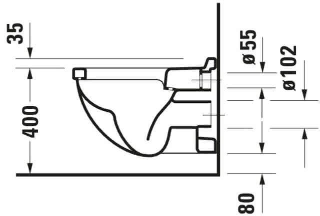 DU Wand-WC Starck 3 540 mm Tiefspüler,Bef.-Abstand 230 mm,weiß