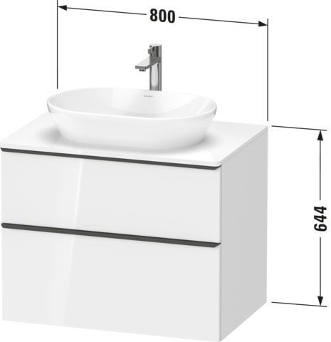 DU D-Neo,Kons-WTU,AZ:1,SBK:1,Gr:Dia Schw 800x550x644mm,Wandh.Weiß Hochglanz,Dek