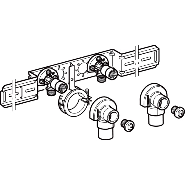 Geberit Anschlusswinkel 90Gr mit AG MF, AblRS vormont. 2fach, Rg R1/2-Rp1/2 L:52mm