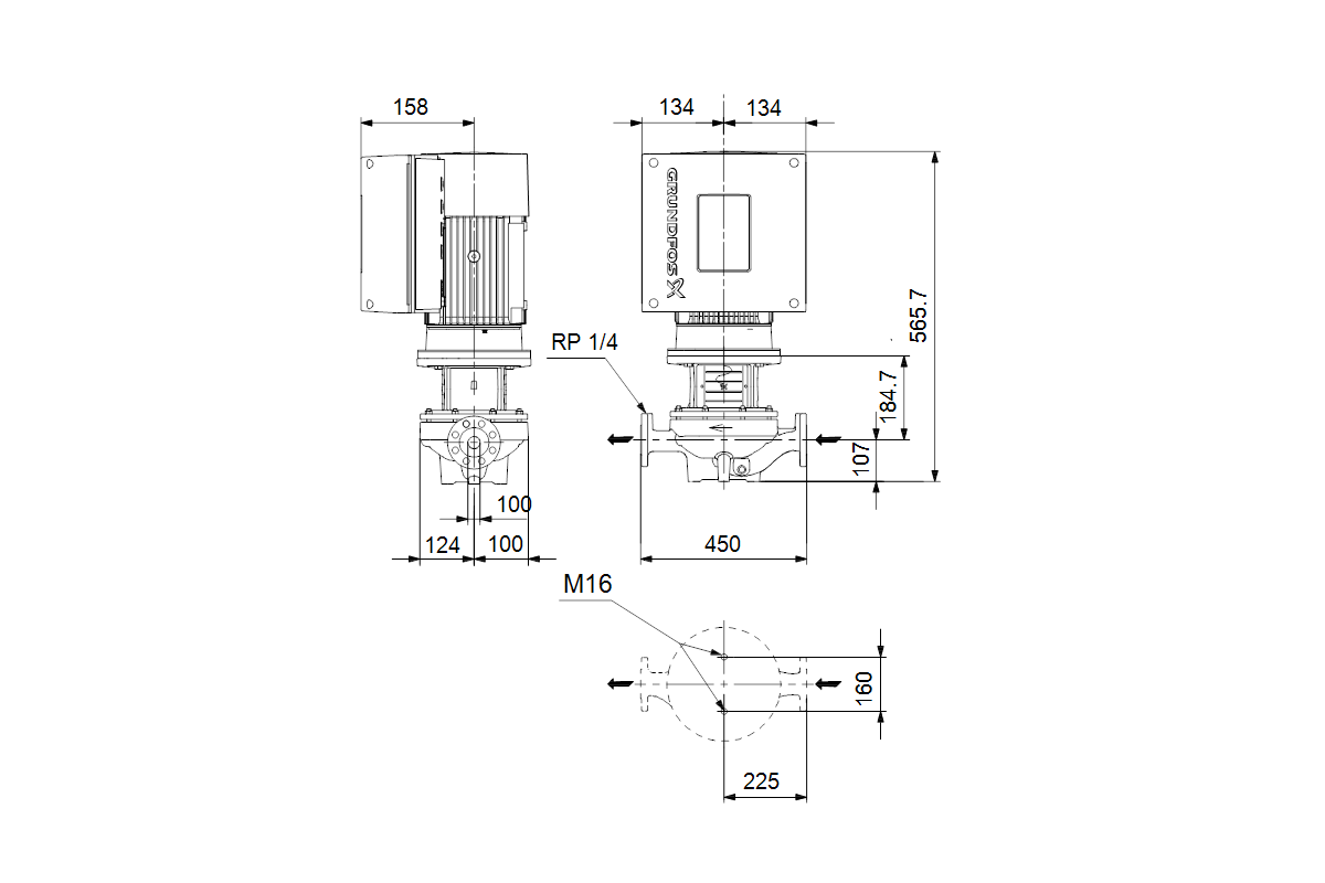GRUNDFOS Elektr.ger.Trockenläuferpumpe TPE2 125-150 N-A3-F-O-DQQE-MWA