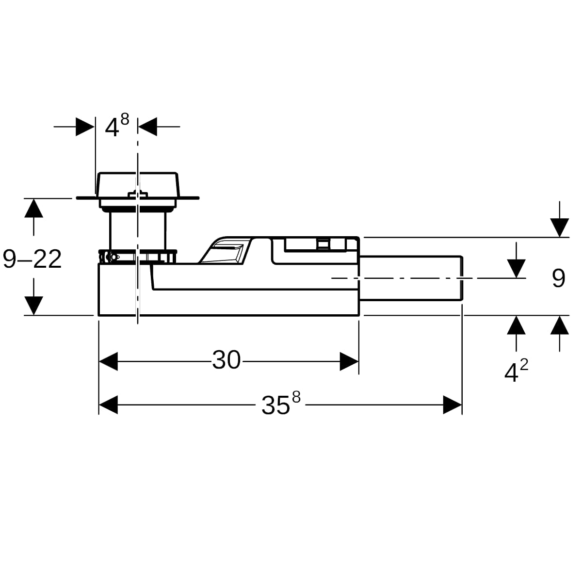 Geberit Rohbauset, zu Duschrinne CleanLine, d50 H90